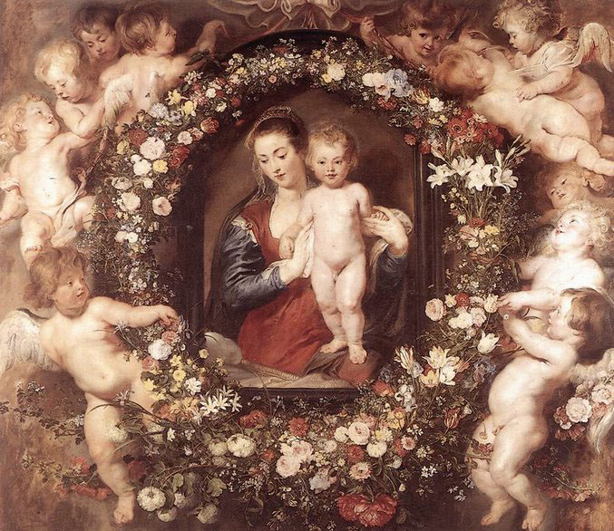 Madonna in Floral Wreath